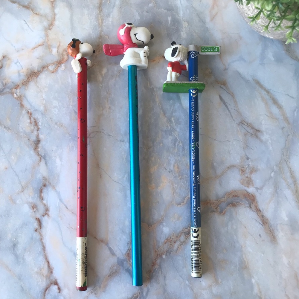 Bundle of 3 Pencils with Snoopy Toppers Joe Cool Applause UFS
